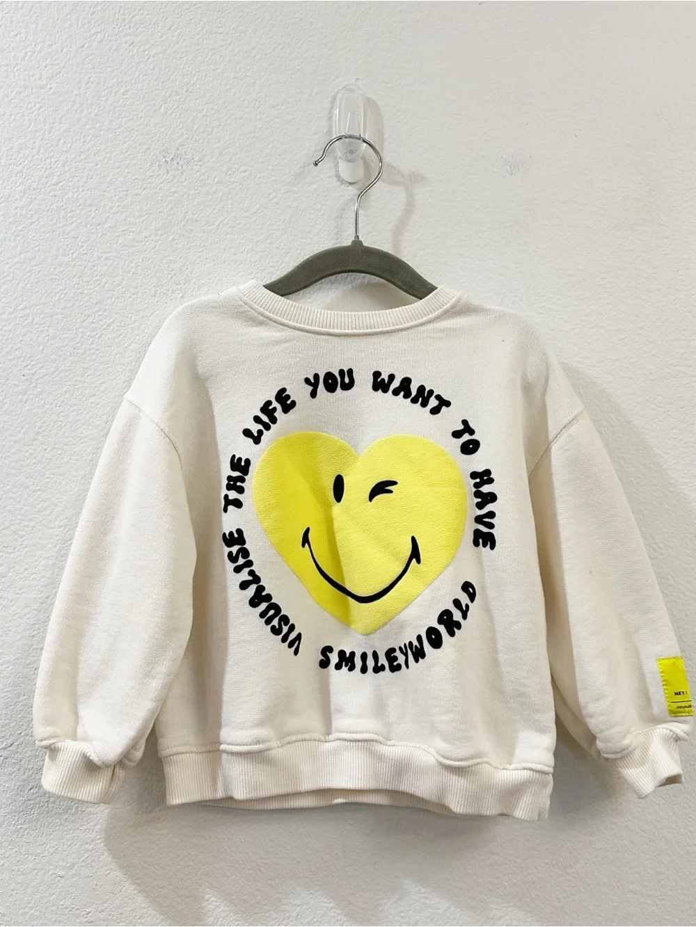 Zara Smiley World "The Life You Want” Toddler Girls Cream Sweatshirt Size 3T - Picture 2 of 10